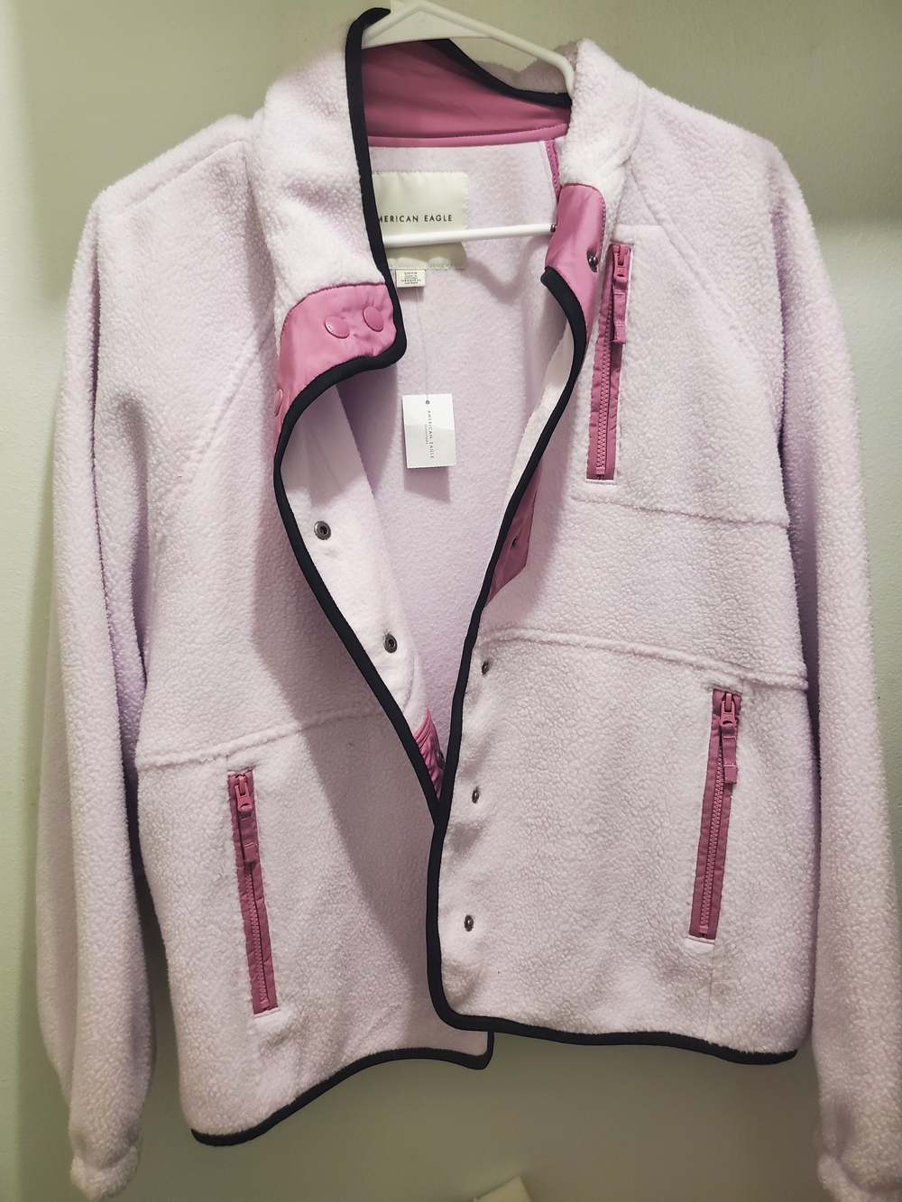 American Eagle  Teddy Fleece Jacket with Dark Trim